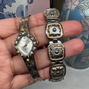 Sabona and Westclox floral watch steel stainless steel bundle